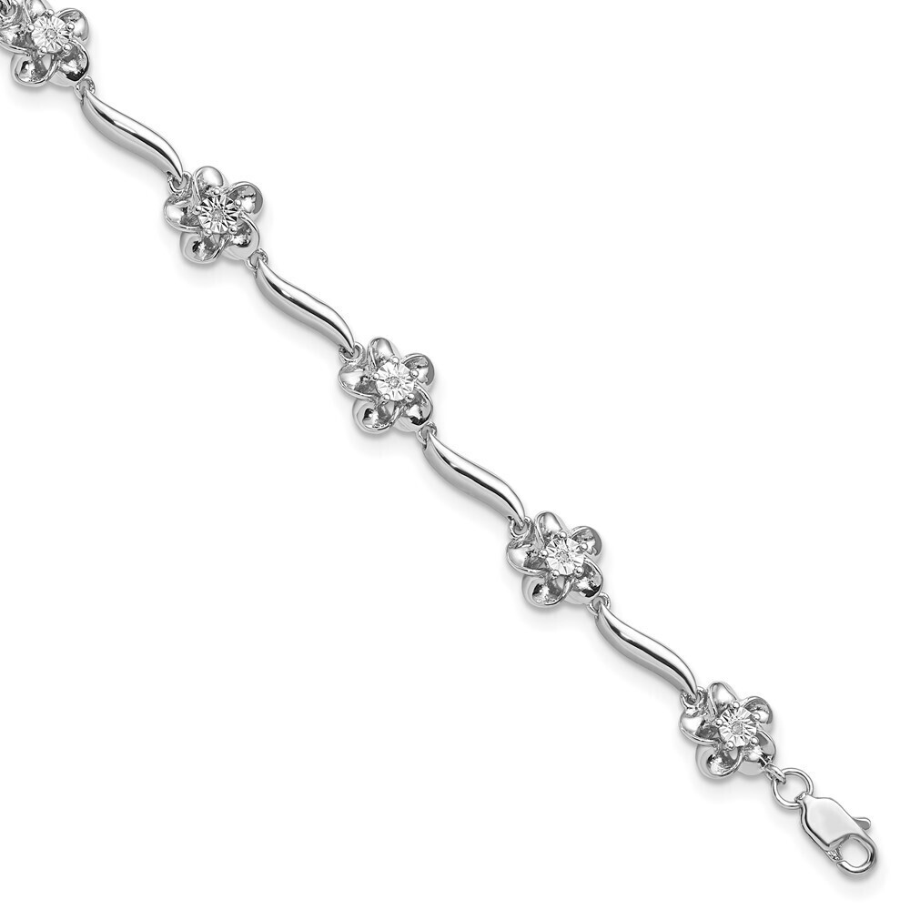 Kazi Luxury Sterling Silver Rhodium-plated Floral Diamond Bracelet